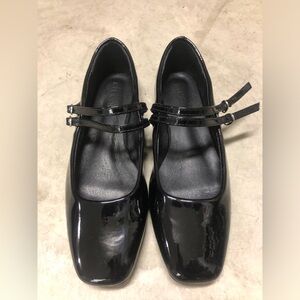 Black Patent Double-Strap leather Mary Jane Flats - Women